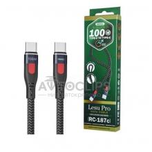 Кабель Remax Lesu Pro Aluminum Alloy Type-C to Type-C PD 100W 480 Mbps 1M Чорний (RC-187c) Кабель Remax Lesu Pro Aluminum Alloy Type-C to Type-C PD 100W 480 Mbps 1M Чорний (RC-187c)